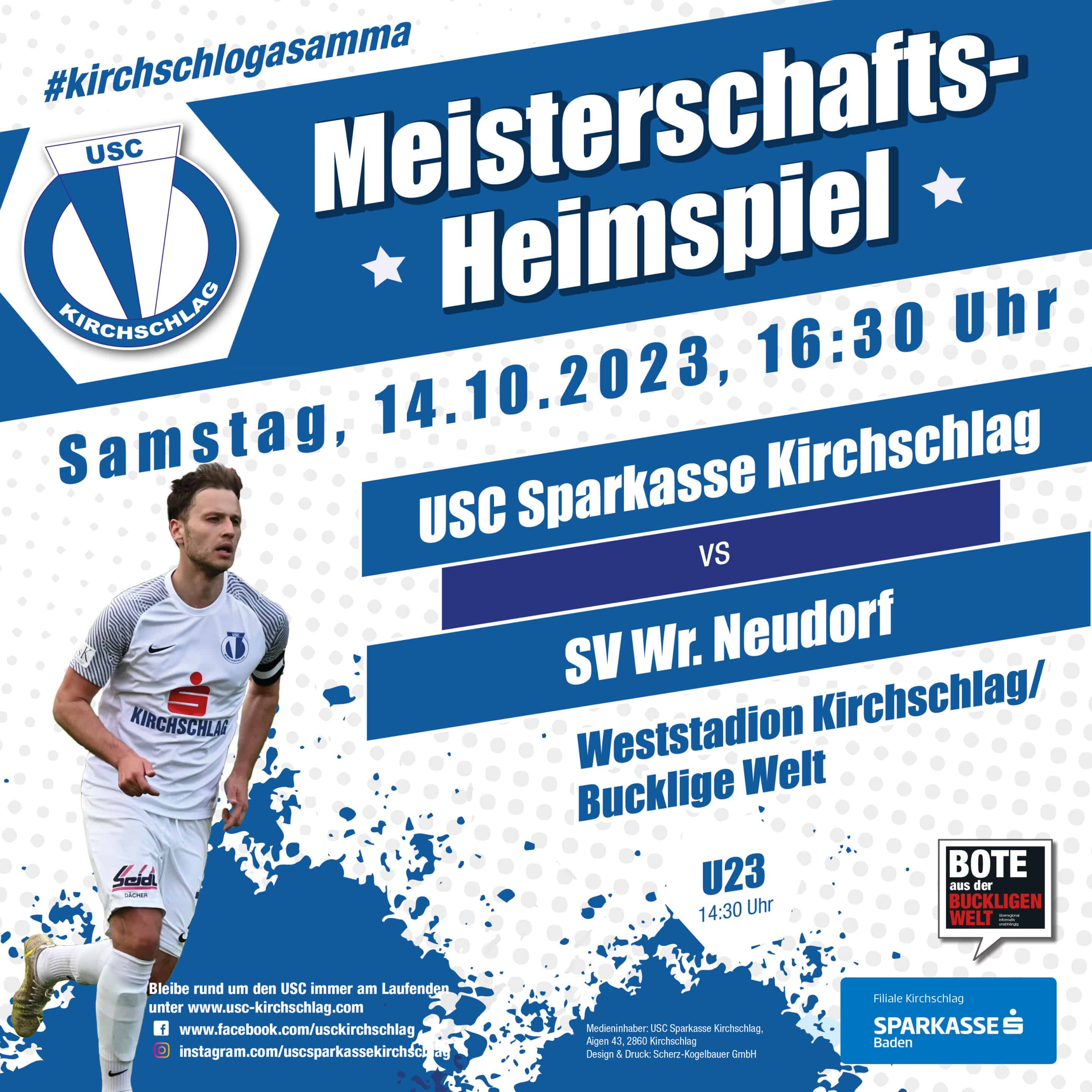 Meisterschaftsheimspiel USC Sparkasse Kirchschlag vs. SV Wr. Neudorf, Samstag 14.10.2023 um 16:30 Uhr